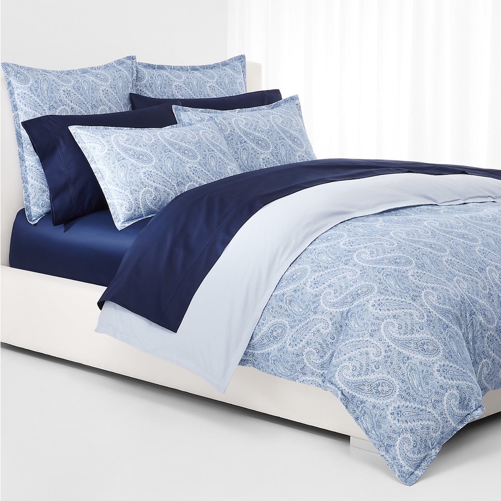 6 Pc Set Lauren Ralph Lauren Bantry Paisley Flannel King Duvet 3 Euro Shams